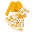 thumbnail image 2 of Vqpzlfhb Girls Dress Outfit Floral Sleeveless Design Layered Clothing With Solid Cardigan Fall Seasonal Set Yellow,7-8T, 2 of 9