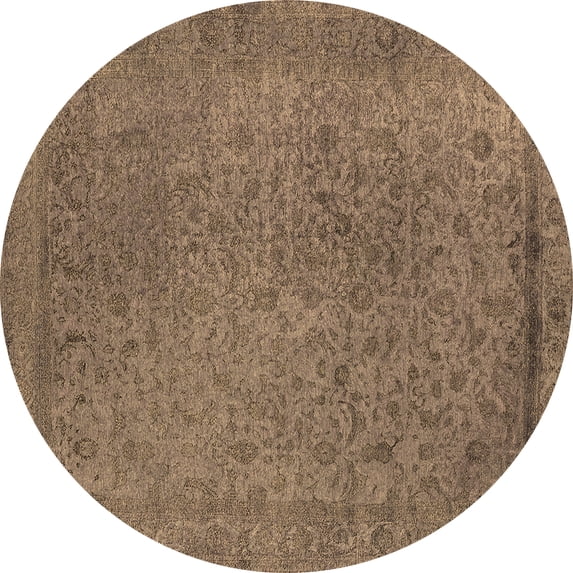 Ahgly Company Indoor Round Oriental Brown Industrial Area Rugs, 5' Round