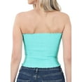 thumbnail image 3 of "Women Strapless Pleated Solid Colors Smocked Bandeau Sexy Tube Crop Tops (MINT, X-Large)", 3 of 3