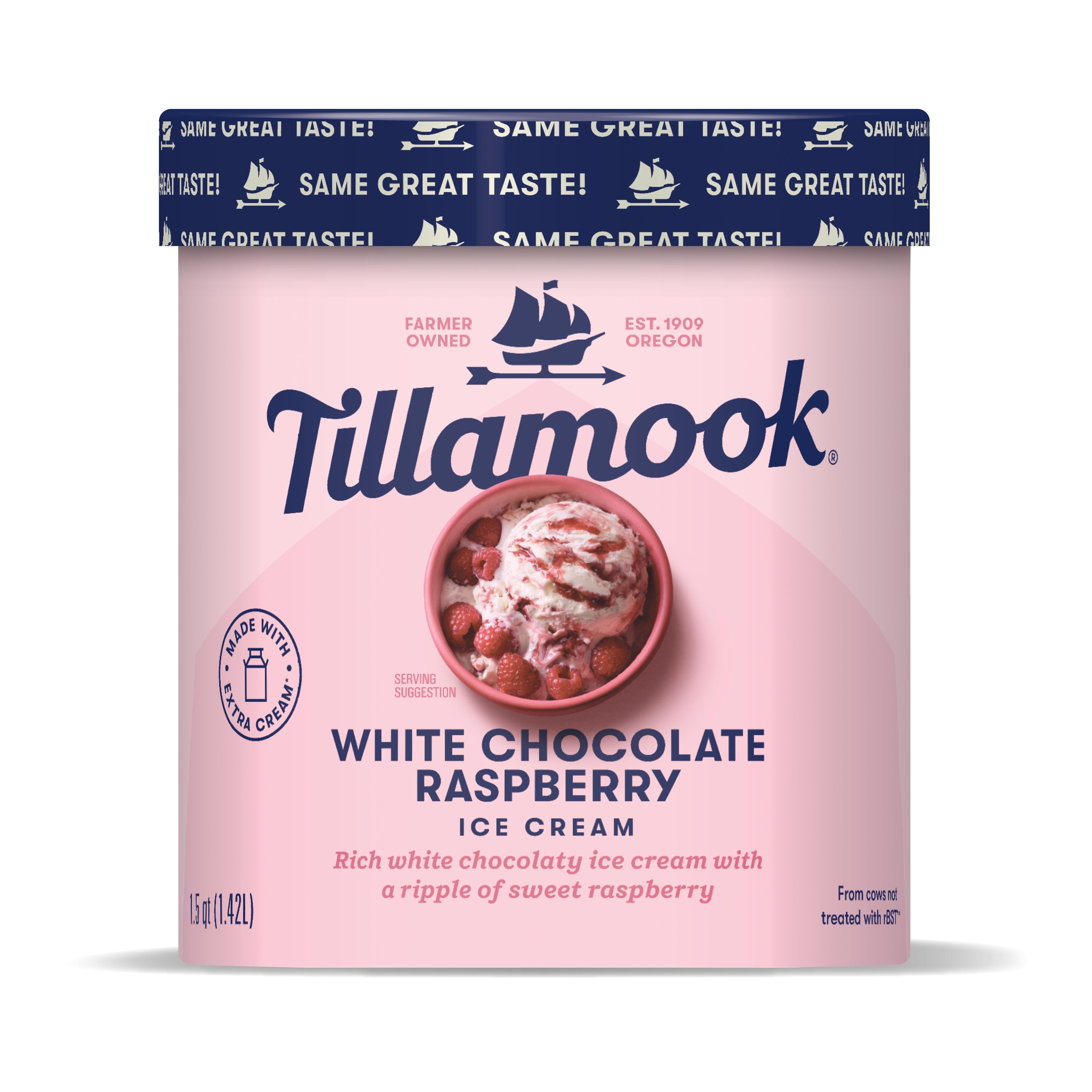 Tillamook Original Premium White Chocolate Raspberry Ice Cream 1.5QT