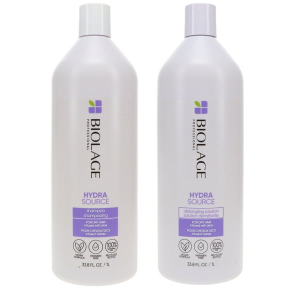 Matrix Biolage Hydrasource Shampoo 33.8 oz & Biolage Hydrasource Detangling Solution 33.8 oz Combo Pack