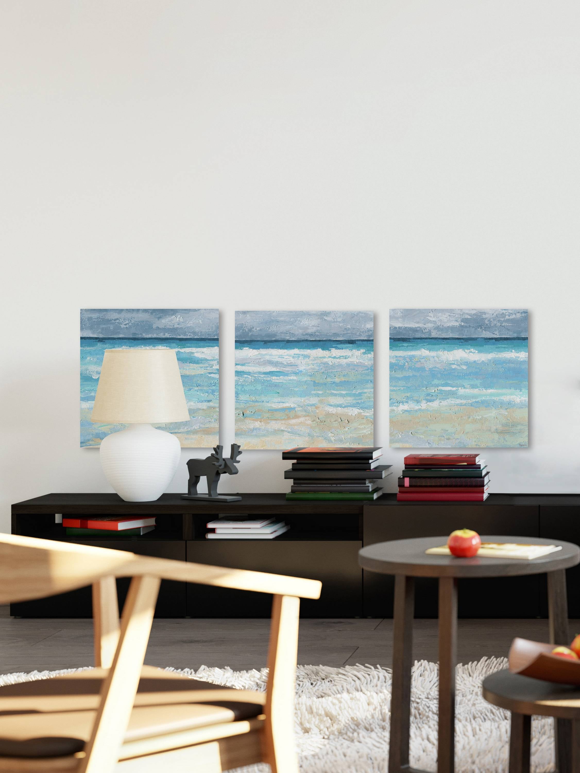 Parvez Taj Handmade Tamed Sea Triptych 144 x 48