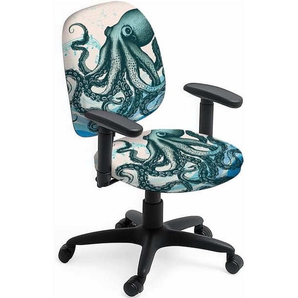Fundas para silla de oficina con estampado de pulpo, 2 unidades, giratorias, elásticas y antipolvo.