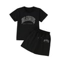 thumbnail image 3 of Wxolcjlv Toddler Girls Outfit Sets Summer Letter Printing Round Neck T-Shirt And Shorts Set Kids Girls Comfort Playwear School Outdoor Activities Outfit Sets，2 Piece，13 -14 Years, 3 of 7