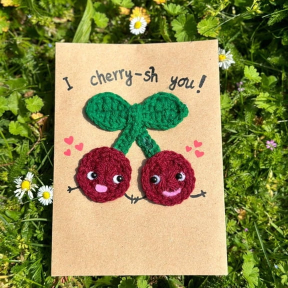 Clearance Greeting Card under $5,Creative Crochet Greeting Card 2025 New Handmade Cute Knitting Crochet Greeting Cards Knitted Card For Mother's Day And Birthdays