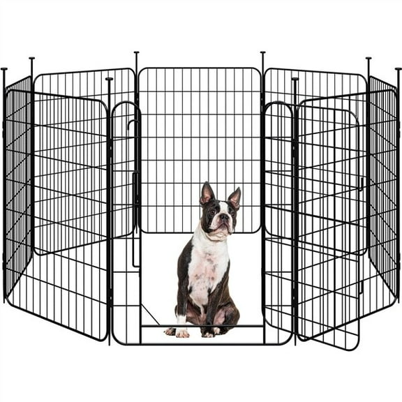 PetFurnish 8 Panels Foldable Metal Dog Playpen - Heavy-Duty Pet Enclosure for Indoor/Outdoor Use, Secure Fence for Puppies/Small to Medium Dogs, Easy Setup & Storage