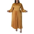 thumbnail image 4 of Niuer Ladies Dresses Crew Neck Maxi Dress Long Sleeve Oversized Solid Color Gold XL, 4 of 7