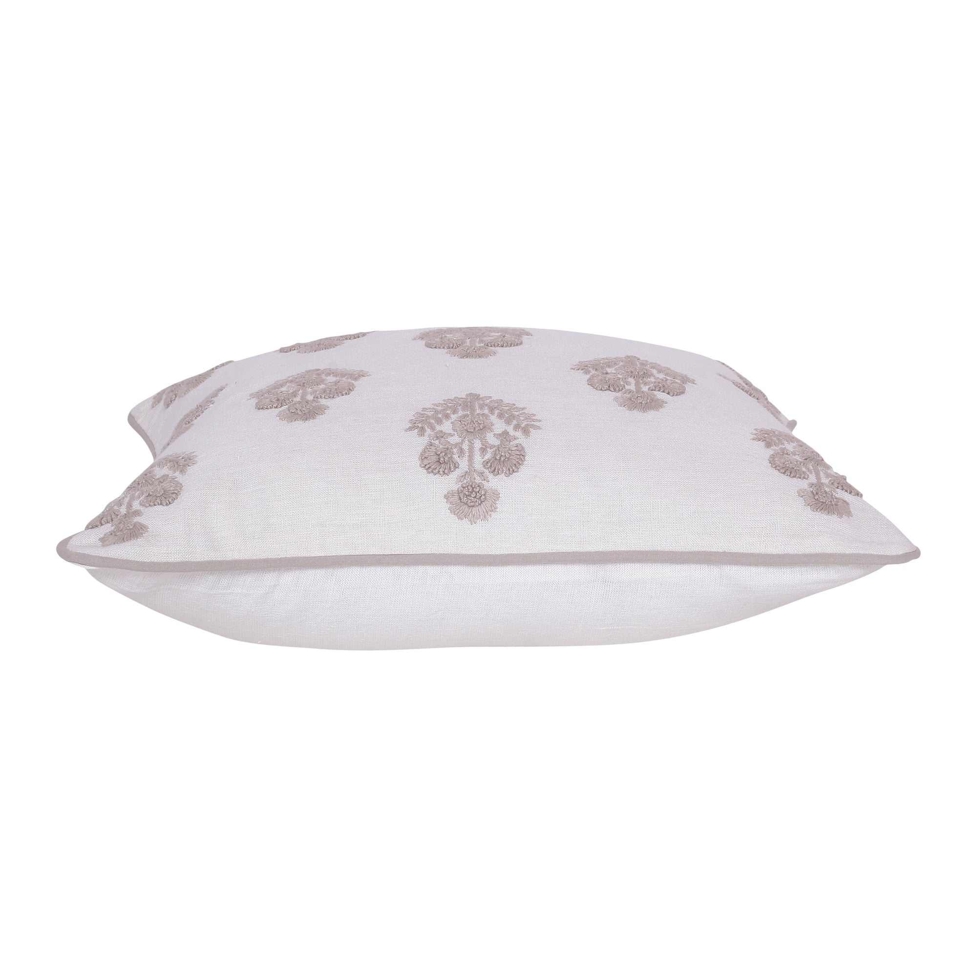 Harlow Hill Paul 20" x 20" Taupe/Ivory Floral Linen Adult Decorative Throw Pillow Cover