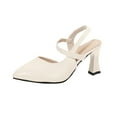 thumbnail image 2 of Viluyesy Women's Block Heels Sandals, Elastic Strap Pointed Toe Comfortable Ladies Wedding Office Dress Shoes Beige 6.5, 2 of 6