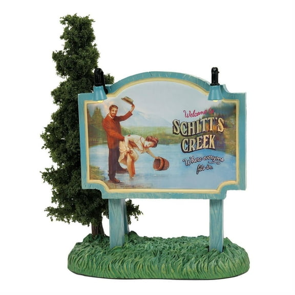 Hot Properties Schitt's Creek Where Everyone Fits In Sign Lit Figurine 5.03in H
