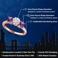 thumbnail image 2 of Gem Stone King 18K Rose Gold Plated Silver White Moissanite and Purple Amethyst Engagement Ring for Women | 1.75 Cttw | Round 6MM | Gemstone Birthstone | Size 9, 2 of 7