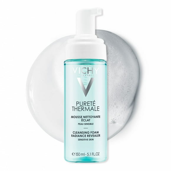 Vichy Foaming Facial Cleanser, Pureté Thermale Purifying Foaming Water Cleanser for Sensitive Skin, Soap-Free, Paraben-Free, and Hypoallergenic, 150mL