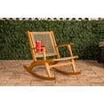 thumbnail image 5 of Outdoor Rocking Chair with Cup Holder, Acacia Wood Patio Rocker, Weather-Resistant Wooden Rocking Chair for Porch, Deck, Patio, and Garden, Tan Finish, 5 of 6