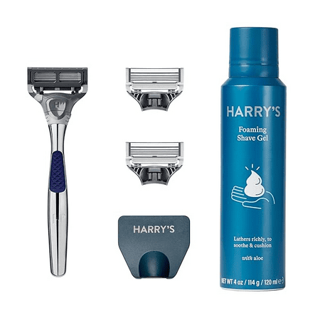 Harry's Razors for Men - Winston Shaving Set 5 Blade Razors with Lubricating Strip & Precision Trimmer, 3 Razor Blade Refills, Travel Blade Cover, and