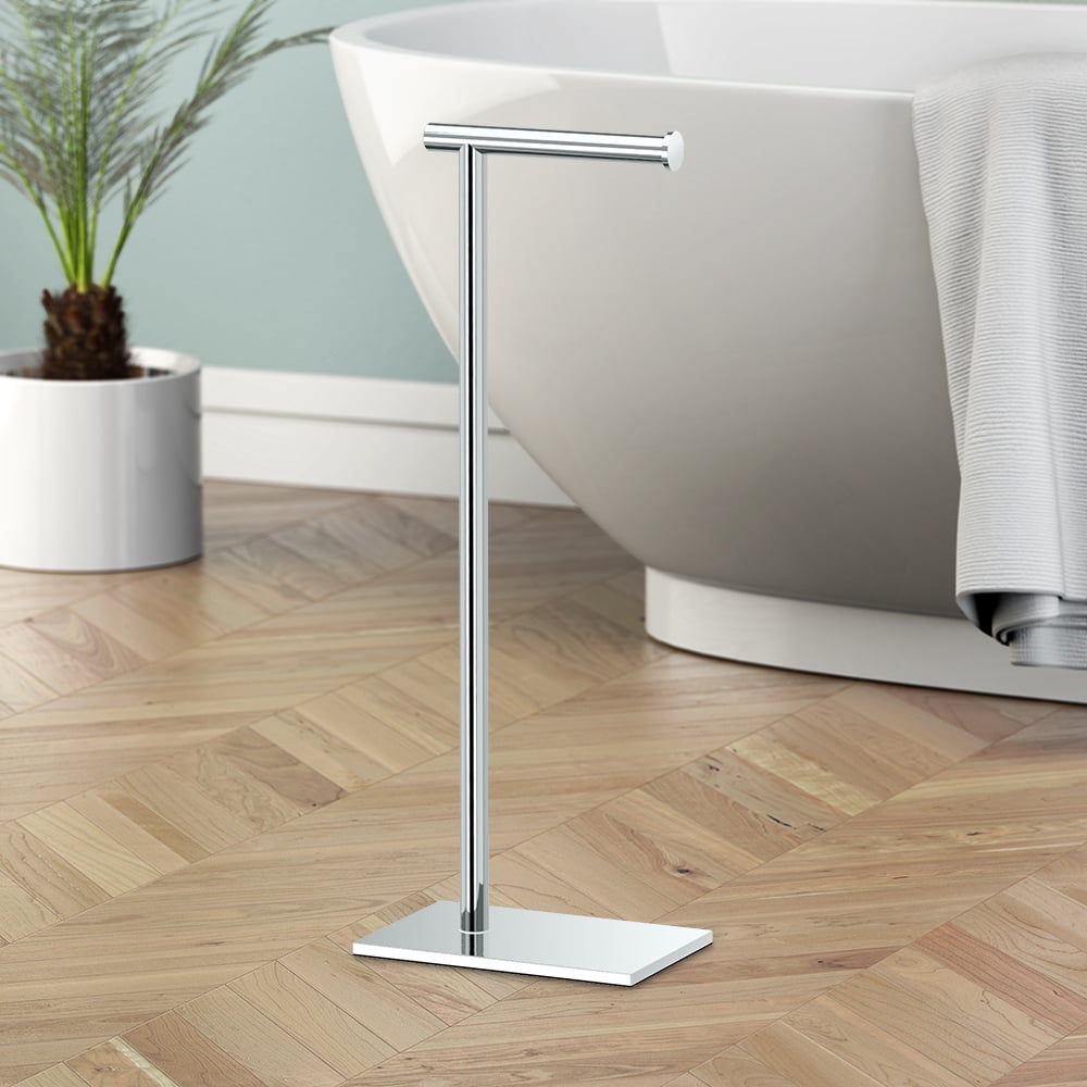 Gatco 1431C Square Freestanding Toilet Paper Holder, Chrome