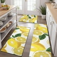 thumbnail image 2 of Yellow Lemon Fruit Slices White Pattern Kitchen Rugs Sets Of 3,Kitchen Runner Rugs Non Skid Washable,Decorative Kitchen Floor Mats for Kitchen,Sink,Laundry,17"x30"+ 17"x47" + 17"x59", 2 of 6