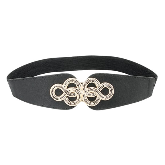 SWSMCLT Women's Patent Leather Belt Stretch Belt For Dress Spring Casual Metal Buckle Thick Fashion Summer Black One Size