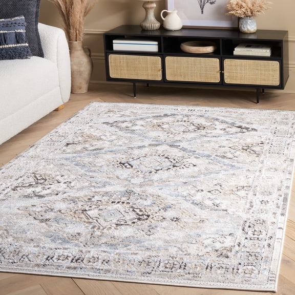 Safavieh Quincy Alex Geometric Area Rug, Ivory/Blue, 5'3" x 7'6"