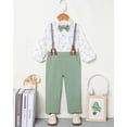 thumbnail image 3 of Toddler Baby Boy Suit Clothes Gentleman Wedding Outfits Long Sleeve Dress Shirt + Suspender Pants + Bowtie 1-5T, 3 of 7