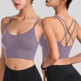 thumbnail image 2 of Povozer Womens Y Back Sports Bras Spaghetti Straps Racerback Padded Yoga Bra(Purple,2XL), 2 of 5