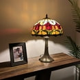 thumbnail image 6 of Tiffany Table Lamp  Stained Glass Red Tulips Included LED Bulb For Living Room Bedroom Bedside 12"W*12"D*19"H, 6 of 9