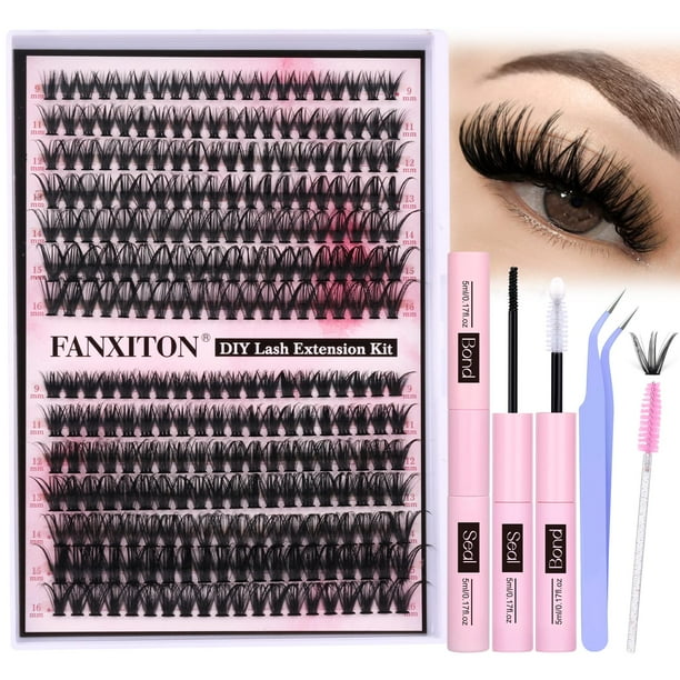 Kit de extensión de pestañas FANXITON DIY Volume Lash Clusters 40D+50D