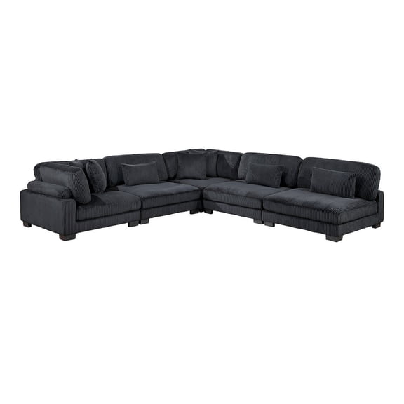 Lexicon Traverse Corduroy 5-Piece Modular Sectional in Black