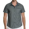thumbnail image 4 of HAOMEILI Mens Short Sleeve Casual Button Down Shirts Summer Untucked Dress Shirts with Pocket, 4 of 7