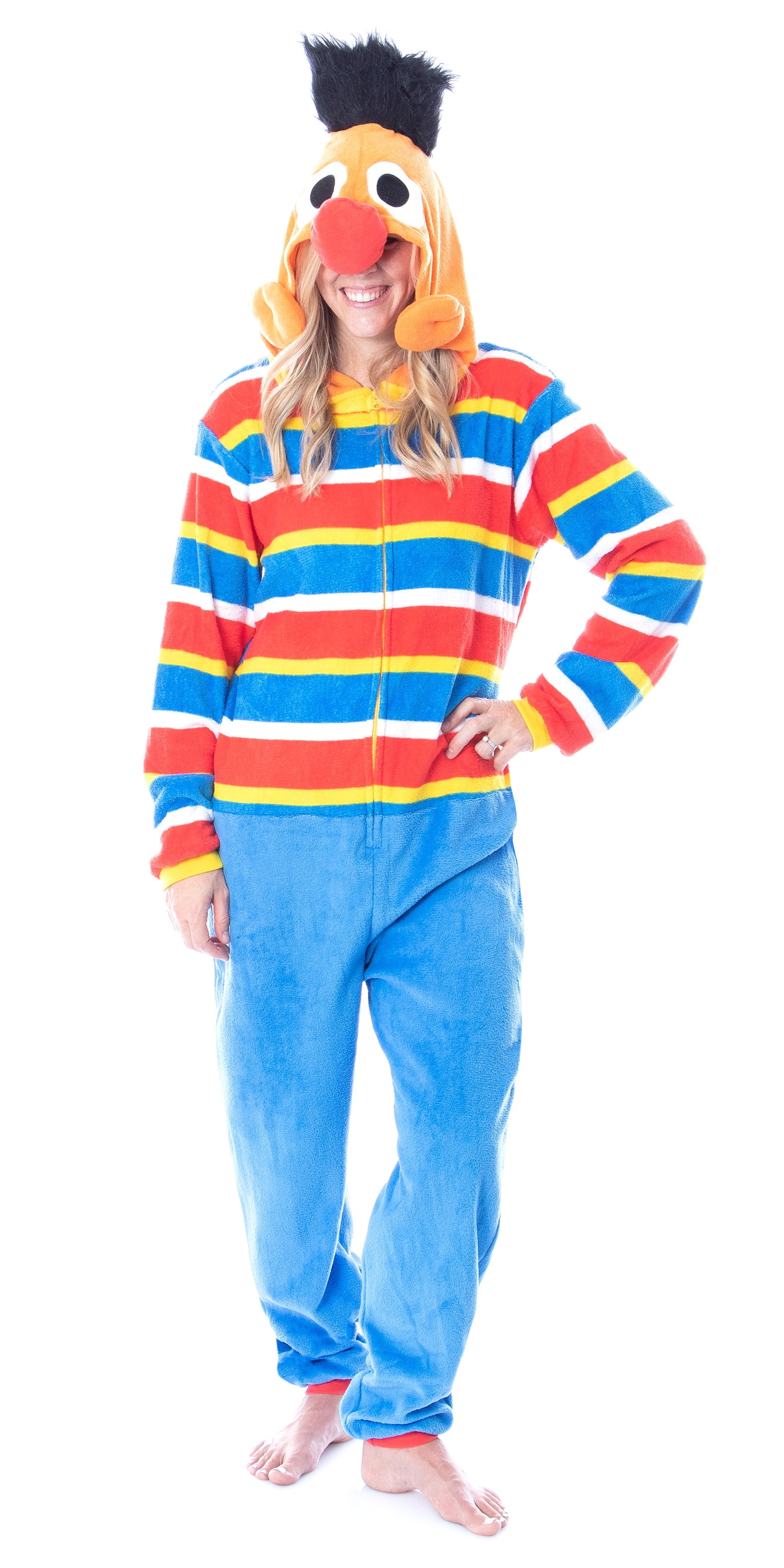 Wie Junior neus Sesame Street Adult Ernie Character Union Suit Costume Pajama For Men Women  M - Walmart.com