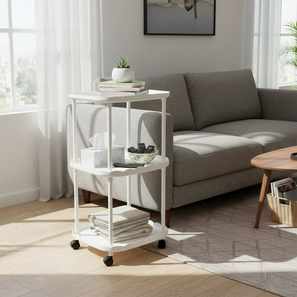 Mini Plastic Bedside Table | Modern European Style | Compact Space-Saving Small Side Table | Sturdy Lightweight Nightstand for Bedroom Living Room Sofa
