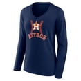 thumbnail image 2 of Women's Jose Altuve Navy Houston Astros Fastball Player Name & Number Long Sleeve V-Neck T-Shirt, 2 of 3