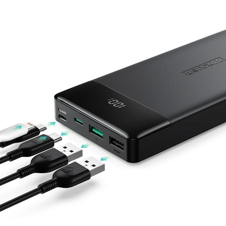 RAVPower 20000mAh Power Bank 20W PD 3.0 USB-C Power Delivery Portable Charger