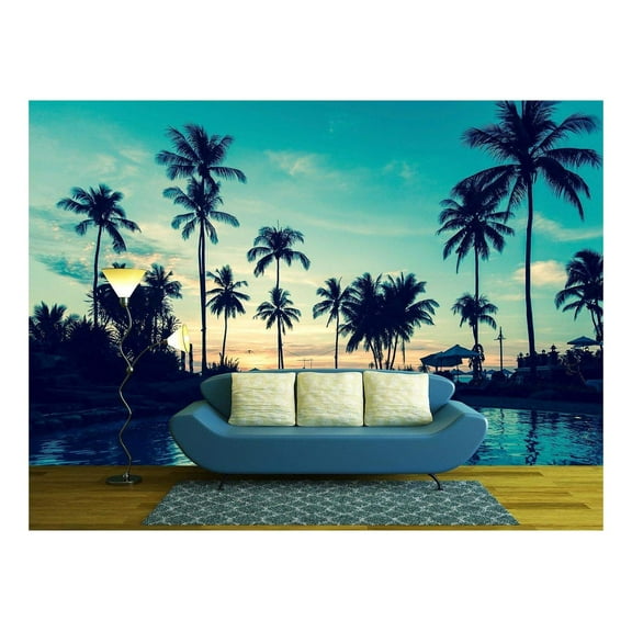 wall26 - Soft Twilight of The Amazing Tropical Marine Beach. - Removable Wall Mural | Self-Adhesive Large Wallpaper - 100x144 inches