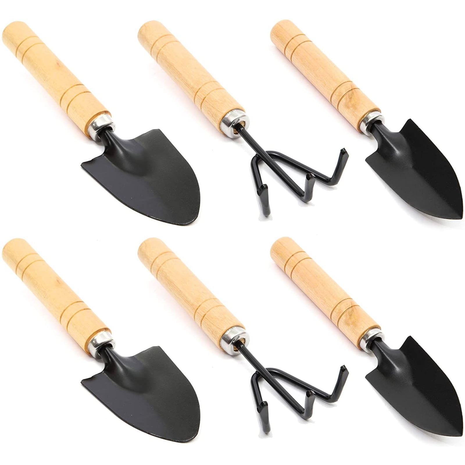 Shovel Rake Spade Wood Handle Trowel Pruner Transplanter Mini Garden Bags Tools 
