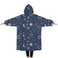 thumbnail image 2 of Oversized Wearable Blanket Hoodie,Dark Blue Celestial Pattern Sherpa Blanket Hoodie with Super Pockets,Super Warm Fuzzy Pullover for Women & Men, 2 of 6