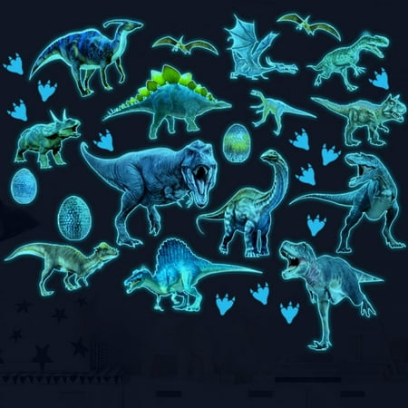 

Glow in The Dark Dinosaur Wall Decals Glowing Stickers for Ceiling Boys Bedroom Decoration Large Luminous Removable Dinosaur Wall Decor for Nursery Kids Birthday Gift