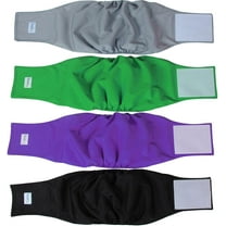 Teamoy 4 Pcs Reusable Wrap Diapers for Male Dogs, Washable Puppy Belly Band XL(25"-29"Waist) Black  Gray  Green  Purple