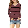 thumbnail image 6 of Ashirexll Long Sleeve Shirts Winter Tops for Girls 2-14 Years Stripe Fashion Casual V-Neck Long Sleeve Top for Spring and Fall, 6 of 7