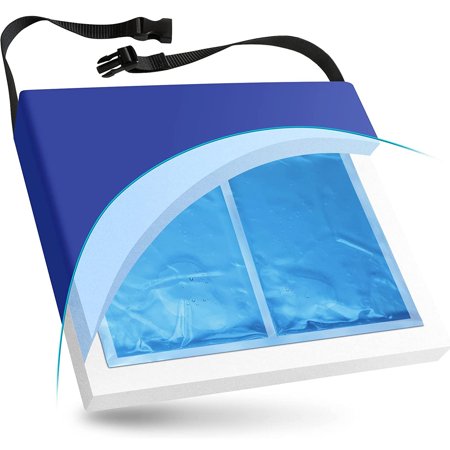 NYOrtho Wheelchair Cushion for Support Semi-Firm Cooling Gel Coccyx Cushion 2 x 18 x 16