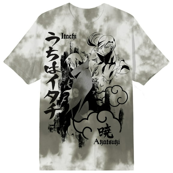 Naruto Oversize Itachi Adult Gray Wash Short Sleeve Tee -Medium