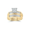 thumbnail image 2 of 10kt Yellow Gold His Hers Round Diamond Square Matching Wedding Set 3/8 Cttw, 2 of 4