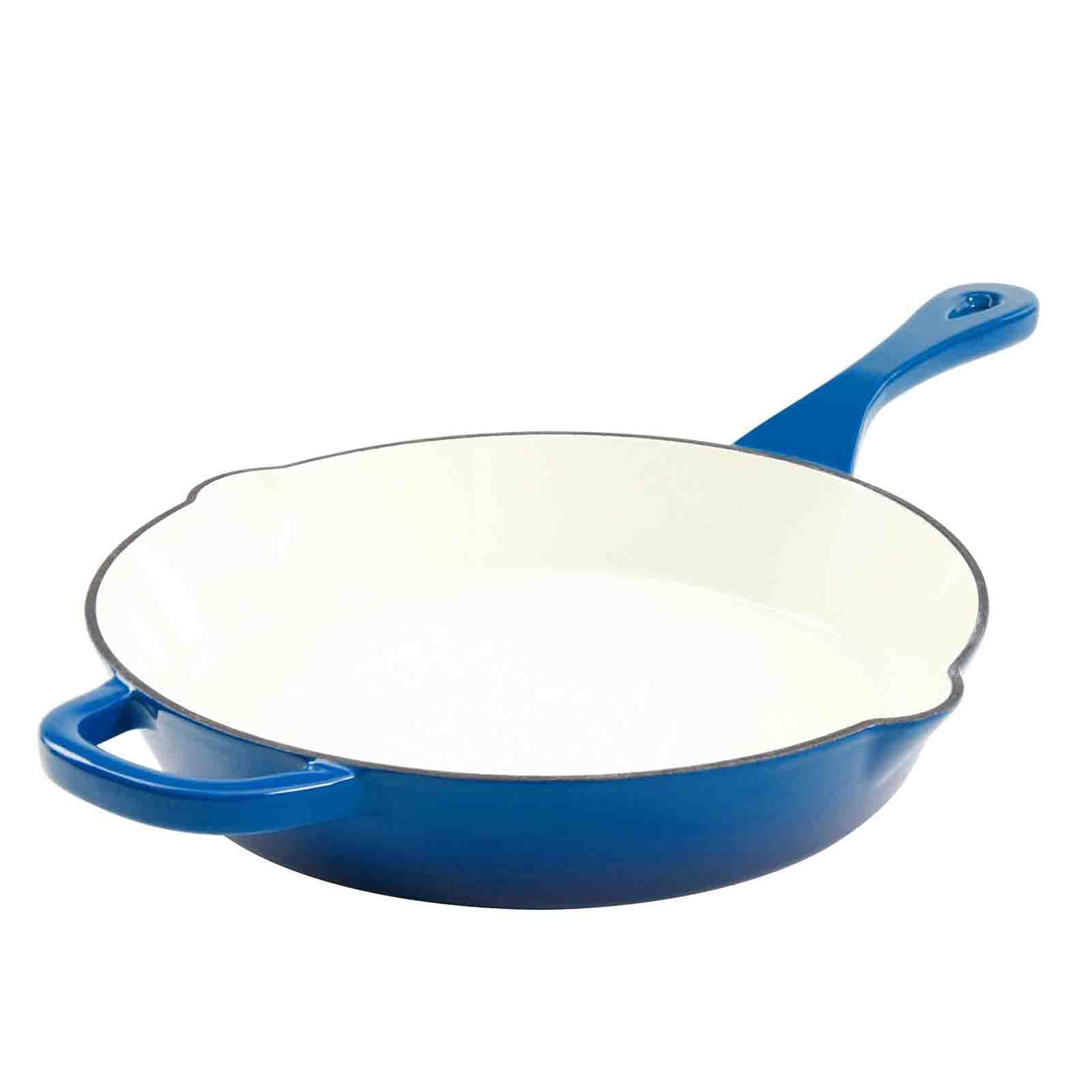 Crock Pot Artisan Enameled Round Cast Iron 12" Skillet, Sapphire Blue