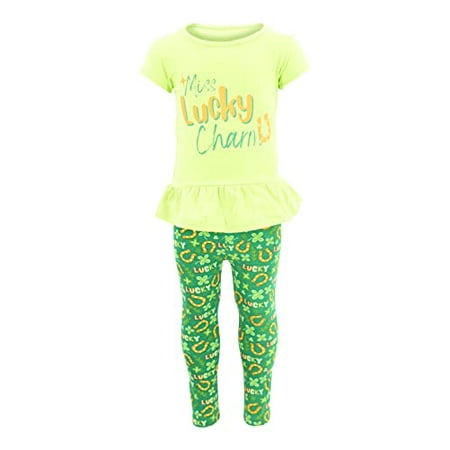 

Unique Baby Girls 2 Piece Miss Lucky St Patricks Day Legging Set (4Y Green)