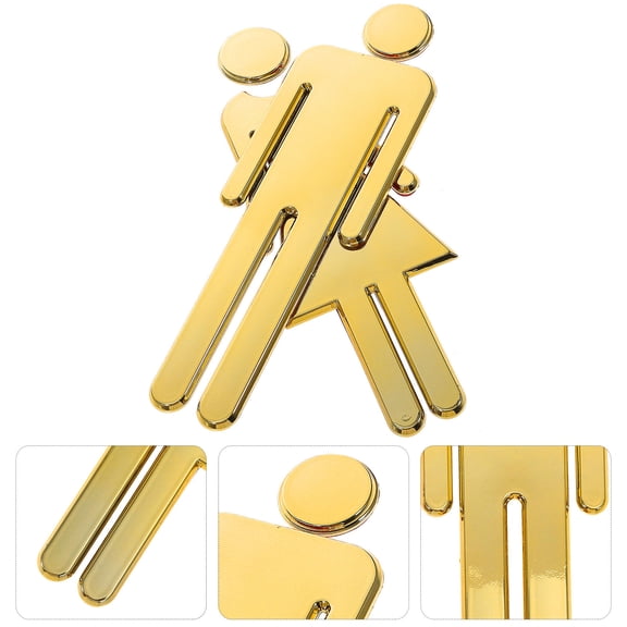 GOOHOCHY  Toilet Signboard Man Bathroom Door Signs and Plaques Washroom Woman Golden