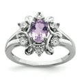thumbnail image 1 of 925 Sterling Silver Rhodium Diamond and Pink Quartz Ring, 1 of 2