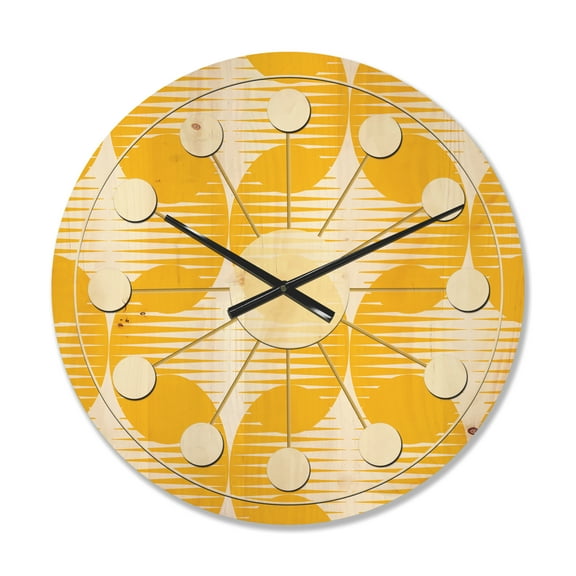 Designart 'Abstract Retro Geometric Pattern Design IV' Mid-Century Modern Wood Wall Clock
