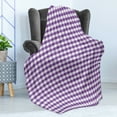 thumbnail image 4 of Checkered Soft Flannel Fleece Blanket, Purple and White Colored Gingham Checks Rows Picnic Theme Vintage Style Print, Cozy Plush for Indoor and Outdoor Use, 60" x 80", Purple White, by Ambesonne, 4 of 5