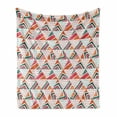 thumbnail image 1 of Tribal Soft Flannel Fleece Throw Blanket, Vibrant Triangle Watercolor Timeless Hand Drawn Doodle Pattern, Cozy Plush for Indoor and Outdoor Use, 50" x 70", Orange Jade Green Pink, by Ambesonne, 1 of 6