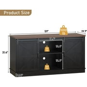 Blotout Farmhouse 75-120 Gallon Fish Tank Stand with Power Outlet, 59Aquarium Stand with Storage/Sliding Barn Door, Heavy Duty Tank Stand for 2 Fish Tank/Reptile Terrarium, 1200lbs Capacity, Black