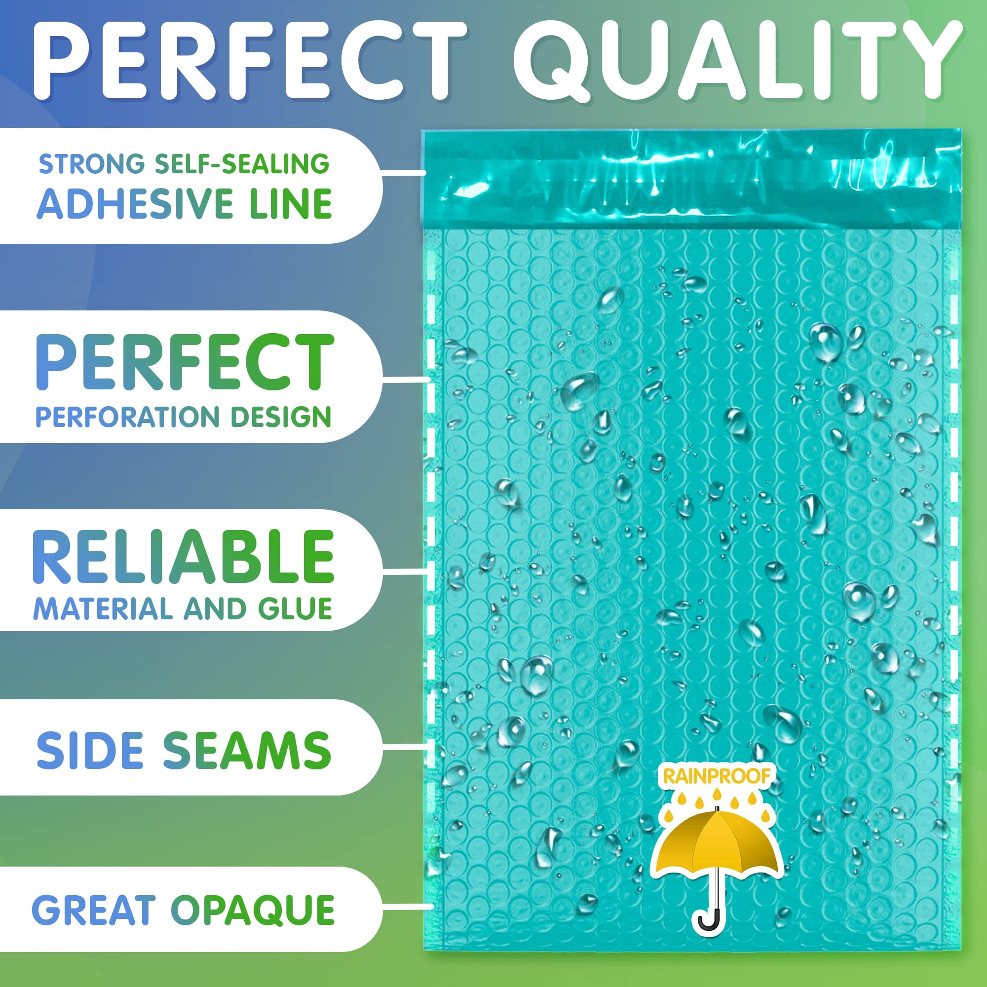 Teal Poly Bubble Mailers Self Seal, 5 x 9 Inch. 25 Pack Bubble Packaging Envelopes for Shipping. Durable Sealed Mailing Envelopes Bubble Padded. Waterproof Bubble Bags for Shipping